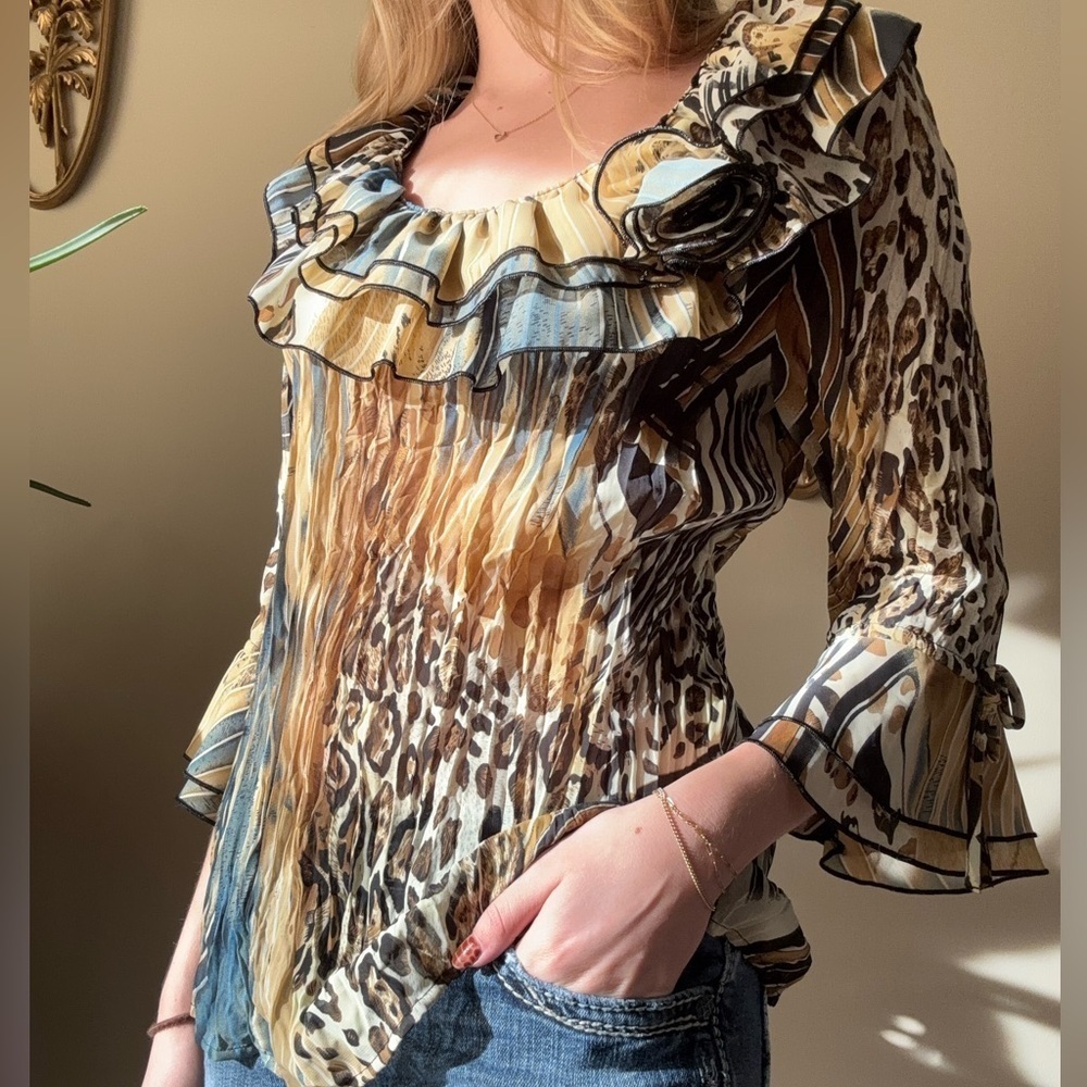 Jaipur Multicolor Animal Print Ruffle Blouse - Picture 6 of 8